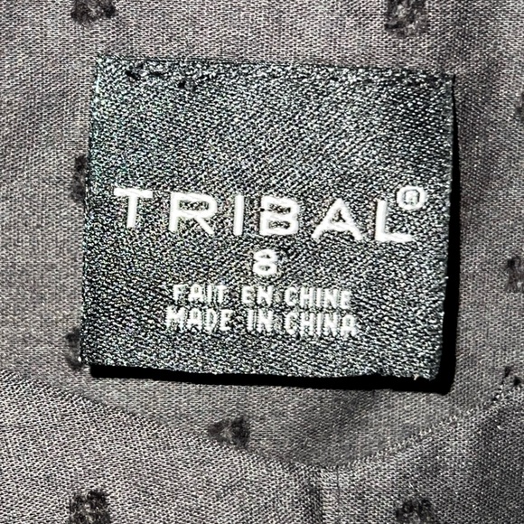 TRIBAL Brand Sleeveless Black Swiss Dot Lace Cotton Top - Picture 4 of 5